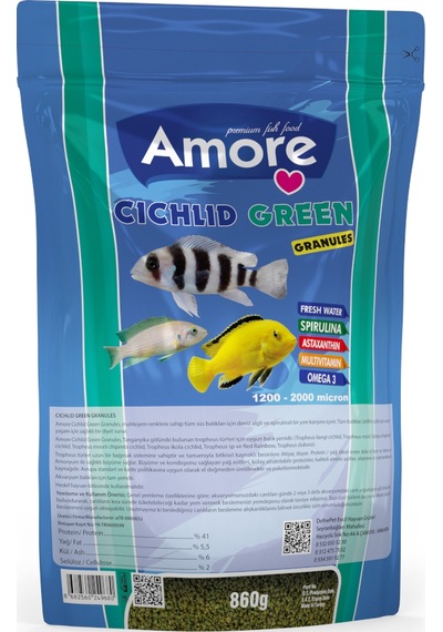 Cichlid Green Granules Malawi Bitkisel 860 g Spirulina Balık Yemi