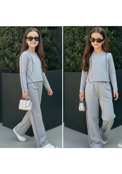 Kız Çocuk Oversize Tarz Takım - 6/15 Yaş - 31544 Gri
