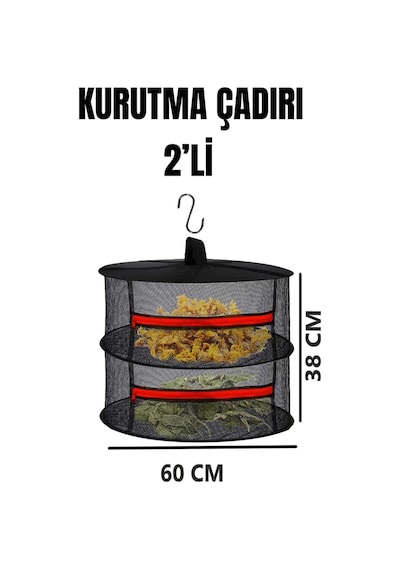 Tineke 2 Katlı Fermuarlı Meyve Sebze Kurutma Filesi Katlanabilir Doğal Kurutma Sepeti Kırmızı Kırmızı