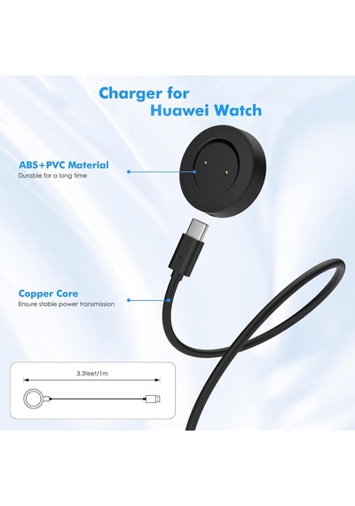 Caseonn Honor Magic Watch 2 42mm Manyetik Usb Hızlı Şarj Kablosu Siyah
