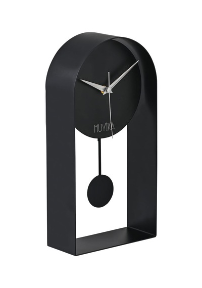 Masa Saati Sarkaçlı Metal Siyah Renk Sessiz Mekanizma Dekoratif Modern Tasarım 32x16cm Mms Myk3000-1 Diğer
