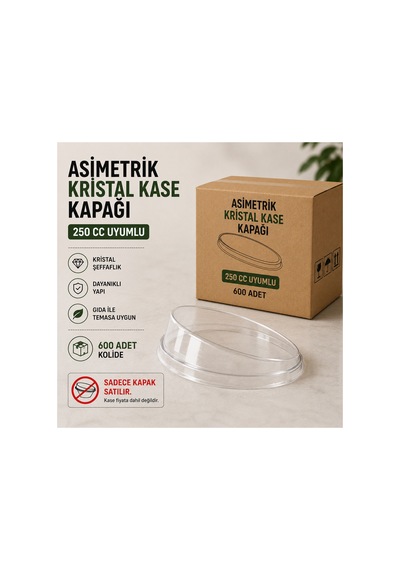 Asimetrik Kristal Kase Kapağı 250 Cc 600 Adet Şeffaf Plastik Kapak Şeffaf - 918124561 Şeffaf