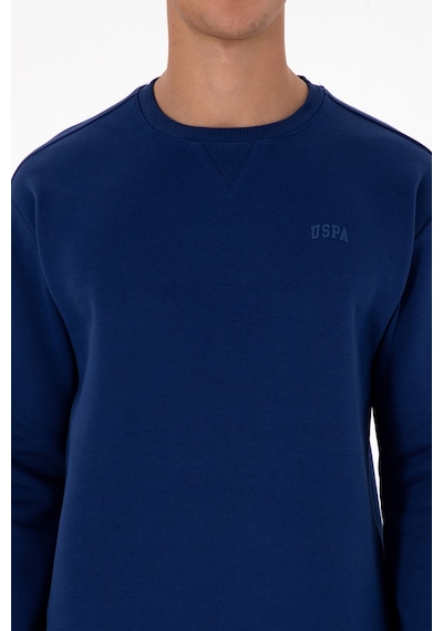 U.S. Polo Assn.  Erkek Comfort Fit Bisiklet Yaka Şardonlu İndigo Basic Sweatshirt 50313757-VR028
