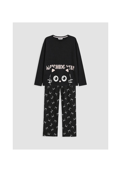 LC Waikiki Alıta Cıty Farkıyla Lcw Young Siyah Penye Baskılı Uzun Kollu Kadın Pijama Takım Siyah - 929503587 Siyah LC Waikiki Alıta Cıty Farkıyla Lcw Young Siyah Penye Baskılı Uzun Kollu Kadın Pijama Takım Siyah - 929503587 Siyah