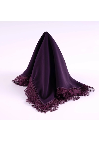 İğne Oyalı Şal Namaz Örtüsü, 144x68 Cm. Mor Mor