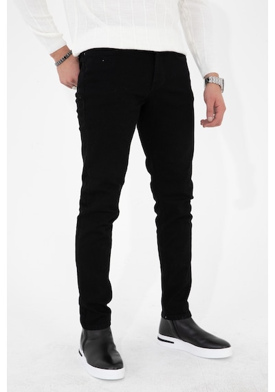 HLT Jeans Erkek Siyah Yıkamalı Slim Fit Likralı Jean Kot Pantolon Alex