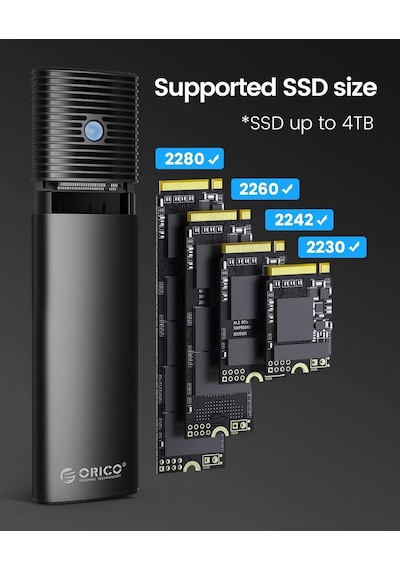Orico Usb 10gbps M.2 Nvme & Sata Ssd Harici Kutu, Toolless Tasarım, Alüminyum Soğutuculu En