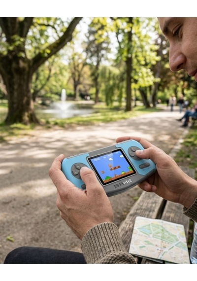 Taşınabilir Klasik Oyun Konsolu Tv Bağlantılı Dahili Oyunlu Şarjlı Game Console Mh-hs8167-1906 Mavi