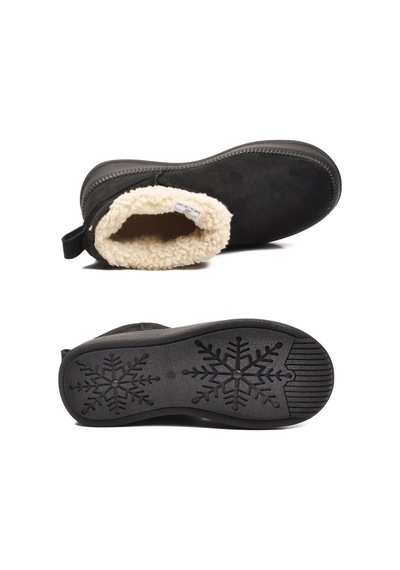 Siyah Nubuk Kürklü Soğuğa Dirençli Kaymaz Kadın Bot 25001 Z Siyah Nubuk