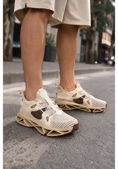 Modaonn Nefes Alabilen Triko Dokusu Ve Modern Tasarımıyla Erkek Sneaker Bej