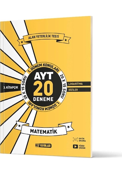 Hız Yayınları Ayt Matematik 20'li İlk Dönem Deneme 3 Kitap Logaritma Diziler