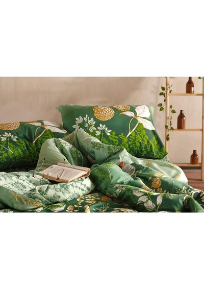 Doqu Home Saten Nevresim Takımı Çift Kişilik Rose Glow Yeşil