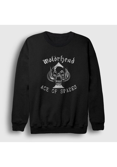 Presmono Unisex Silver Ace Of Spades Motörhead Sweatshirt Siyah