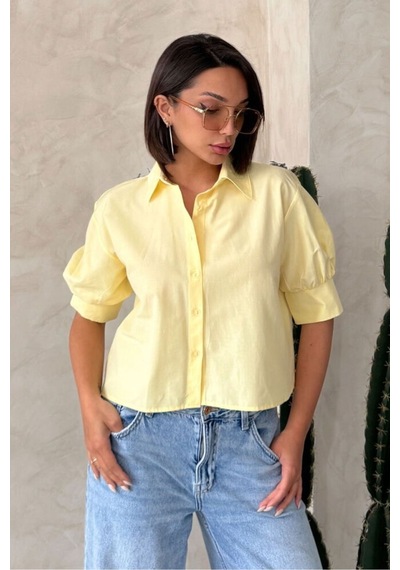 Verymoda Arkası Kelebek Detaylı Gömlek - D2787 Sarı