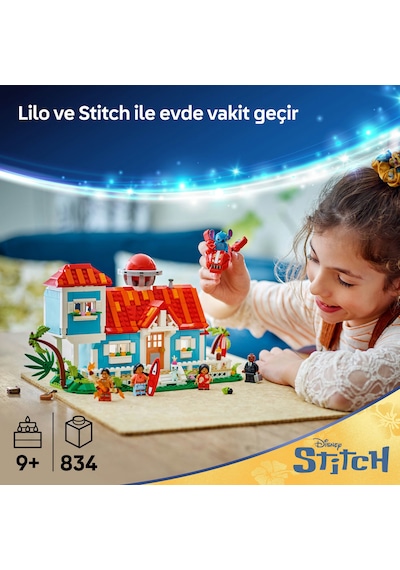 LEGO® ǀ Disney Lilo ve Stiç Plaj Evi 43268 - 9 Yaş ve Üzeri Prenses Seven Çocuklar için Yaratıcı Oyuncak Yapım Seti (834 Parça)