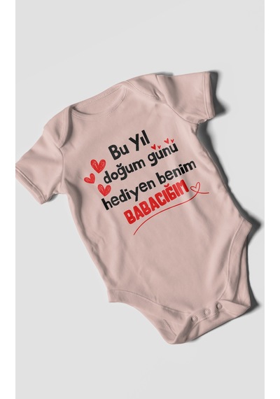 Morivokids Babaya Özel Kısa Kollu Bebek Body %100 Pamuk Zbn296-kk Pastel Pembe