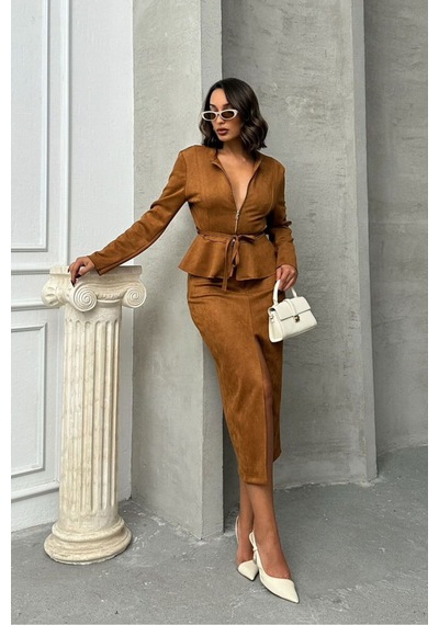 Verymoda Süet Etek F1761 Taba
