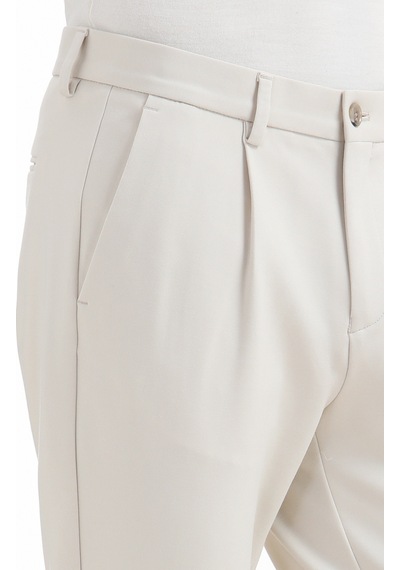 Ramsey Bej Düz Örme Regular Fit Casual Pantolon