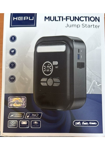 Hepu Hp-m02 Akü Takviye Cihazı + Kompresör + Powerbank + El Feneri