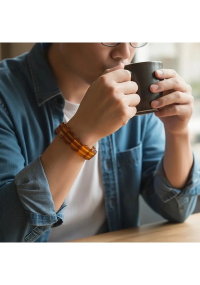 Aslan Tespih Yetişkin Ateş Kehribar Bal Rengi Unisex Yetişkin Kehribar Bileklik Koyu Sarı