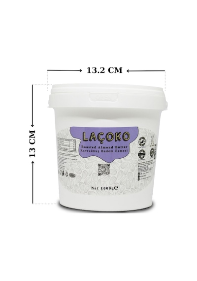 Laçoko Kova Şekersiz Katkısız Glutensiz Vegan Doğal Badem Ezmesi 1 KG