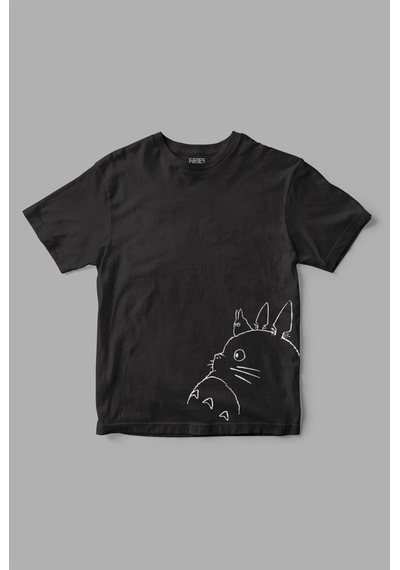 Totoro "anime" Özel Tasarım Baskılı Tişört Siyah