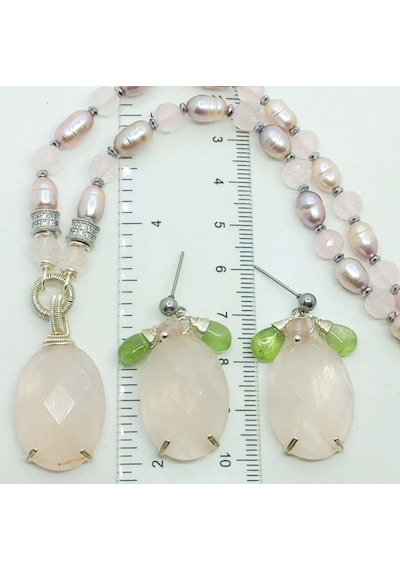 2787 Pembe Kuvars Zebercet El Yapımı Çelik Aparatlı Küpe Açık Pembe