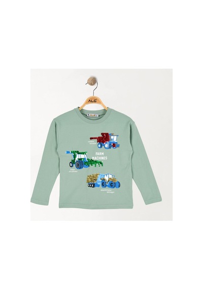 Alglıfe Erkek Çocuk Pullu Sweatshırt Mint Yeşili