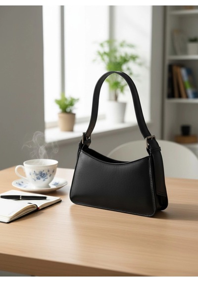 Kadın Siyah Minimalist Baget Omuz Çantası