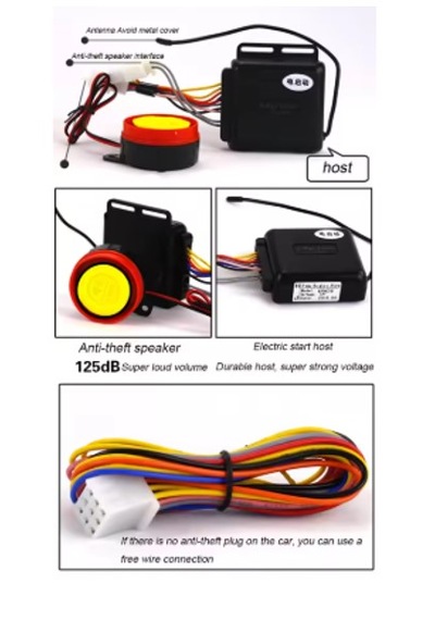 Motosiklet Uzaktan Çalıştırmalı 125db Alarm Seti Yedek Anahtarlı