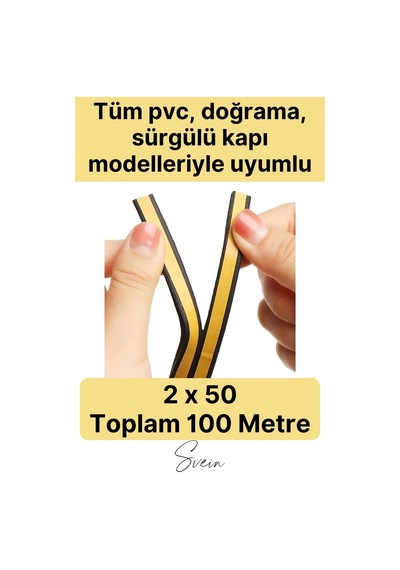Kalın Kauçuk 2x50 100 Mt Ekstra Uzun Siyah Kapı Pencere Fitili Soğuk Koruyucu Geçirmez İzolasyon Diğer