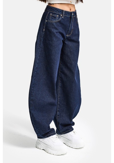Itsbasic Kadın İndigo Selvedge 7s6-50 Mega Balon Fit %100 Koton Denim Jean