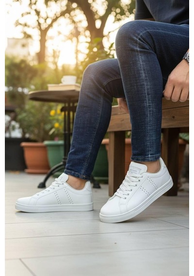 Sneakers Bağcıklı Erkek Ayakkabı Legan-028 Beyaz