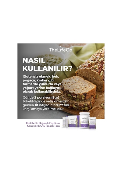 Thelifeco Organik Psyllium Karnıyarık Otu İçecek Tozu 180 G