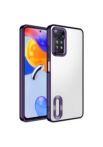 Xiaomi Redmi Note 11 Pro 5g Kılıf Kamera Korumalı Logo Gösteren Zore Omega Kapak Derin Mor