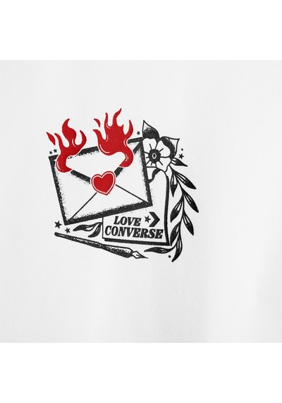 Converse Classic Kadın Slim Fit Baskılı Beyaz T-shirt