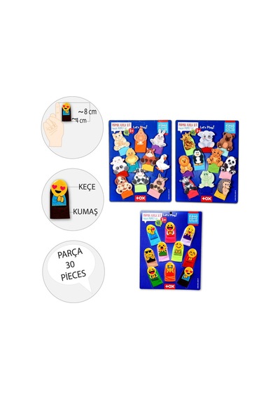 3 Set - 30 Parça Tox Evcil . Vahşi Hayvanlar Ve Emojiler Parmak K
