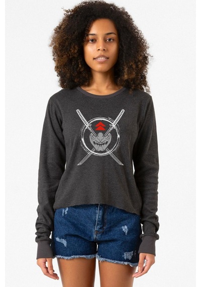 Ghost Of Tsushima Samurai Mask Füme Ekstra Uzunkol Sweatshirt 001