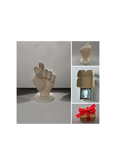 Şaka Amaçlı Beyaz El Figürü Nah 3d Baskı Dekoratif Maket 8x5 Cm