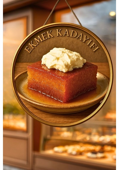 Ekmek Kadayıfı Temalı İpli Ahşap Kapı Duvar Süsü, Pastane, Tatlı Dükkanı, Cafe Tablo Dekoru