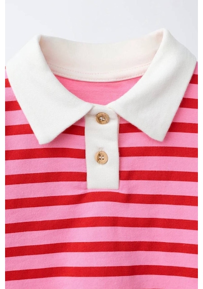 Minigimin Cicileri Polo Yaka Çizgili Oversize Kız Çocuk Sweatshirt - Kırmızı Minigimin Cicileri Polo Yaka Çizgili Oversize Kız Çocuk Sweatshirt - Kırmızı