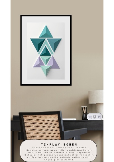 Bohem Tablo Soyut Üçgenler, Geometrik, Soyut Üçgenler Bohem Duvar Sanatı Çerçevesiz Poster