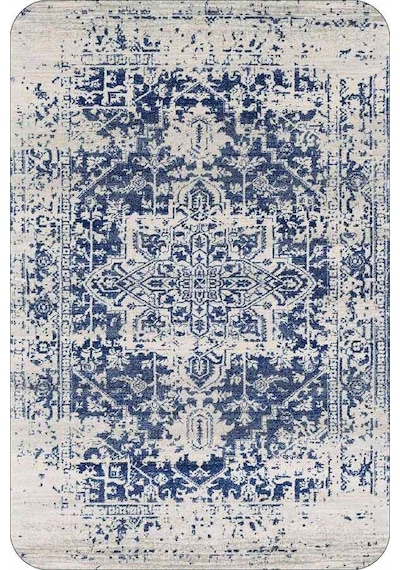 Mavi Modern Klasik Banyo Halısı Klozet Paspas Seti Bs278n11