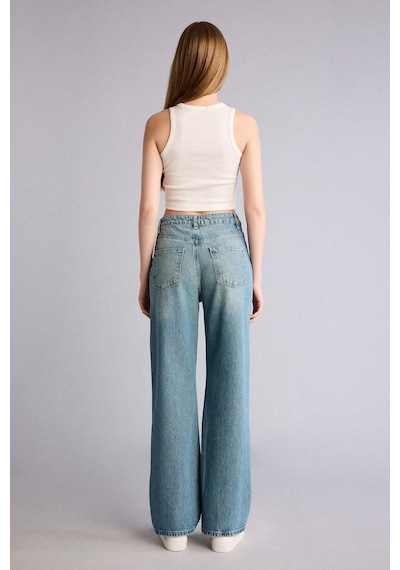 Defacto 90s Wıde Leg Yüksek Bel Jean Pantolon H5413ax26hsnm28 Mavi-nm28