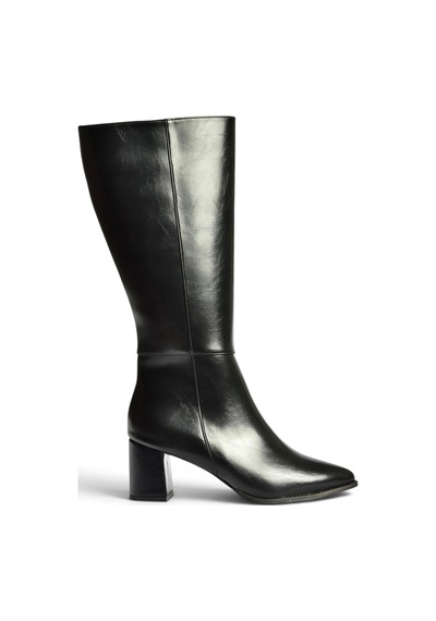 Fox Shoes Z480173260 Siyah Rustik Kalın Topuklu Kadın Çizme