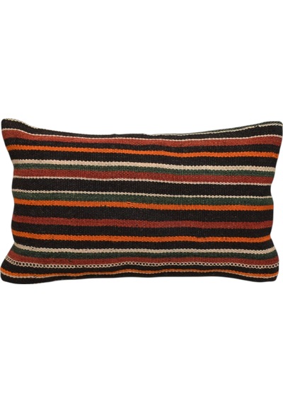 Zehra Abla Halı Yeni El Dokuma Dekoratif Lumbar Kilim Kırlent Yastık Kılıfı 6584 Çok Renkli