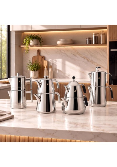 Powersteel 316+ Ezgi Midi Çaydanlık Takımı 1l & 2,2l Inox Diğer