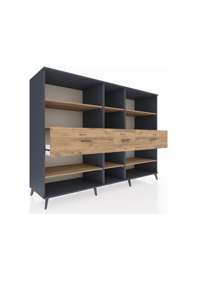 Kronos Dolap 9 Raflı 3 Çekmeceli 220x59x163 Antrasit-çam Antrasit-çam Kronos Dolap 9 Raflı 3 Çekmeceli 220x59x163 Antrasit-çam Antrasit-çam