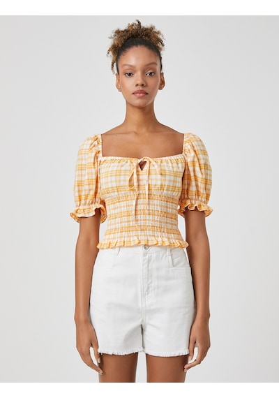Koton Crop Bluz Balon Kollu Gipe Detaylı Kare Yaka Turuncu Ekoseli 3sal60038ıw Turuncu Ekoseli Turuncu Koton Crop Bluz Balon Kollu Gipe Detaylı Kare Yaka Turuncu Ekoseli 3sal60038ıw Turuncu Ekoseli Turuncu