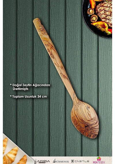 Tr Zeytin Ağacı Ahşap Tahta Kaşık Çatal Kevgir Spatula Seti Zeytin Ağacı Ağaç Kaşık 6 Lı Set Zeytn-052 Genel